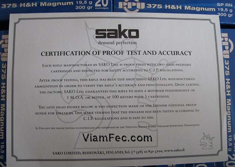 Sako .375 H&H accuracy certification
